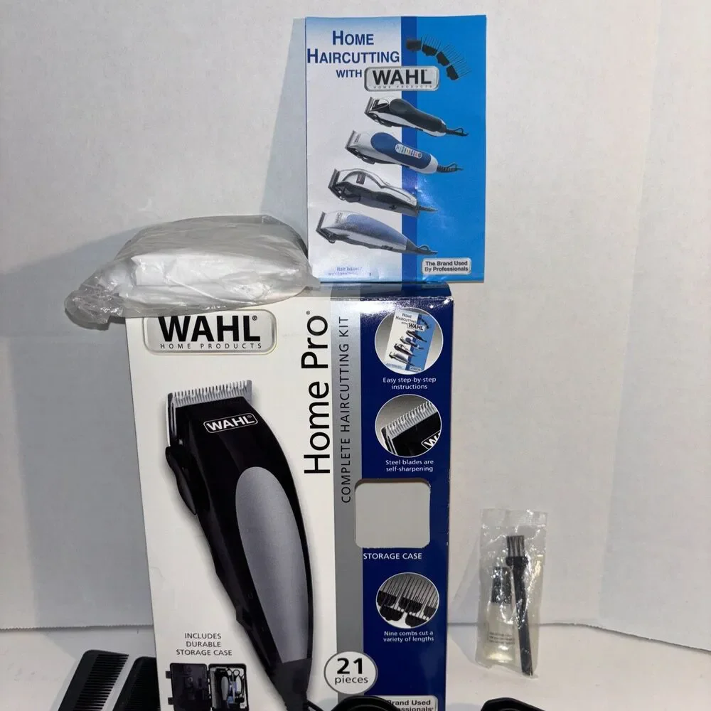 Wahl Home Pro Complete Haircutting Clippers Kit 21 Pieces & Hard Case Self-Sharp